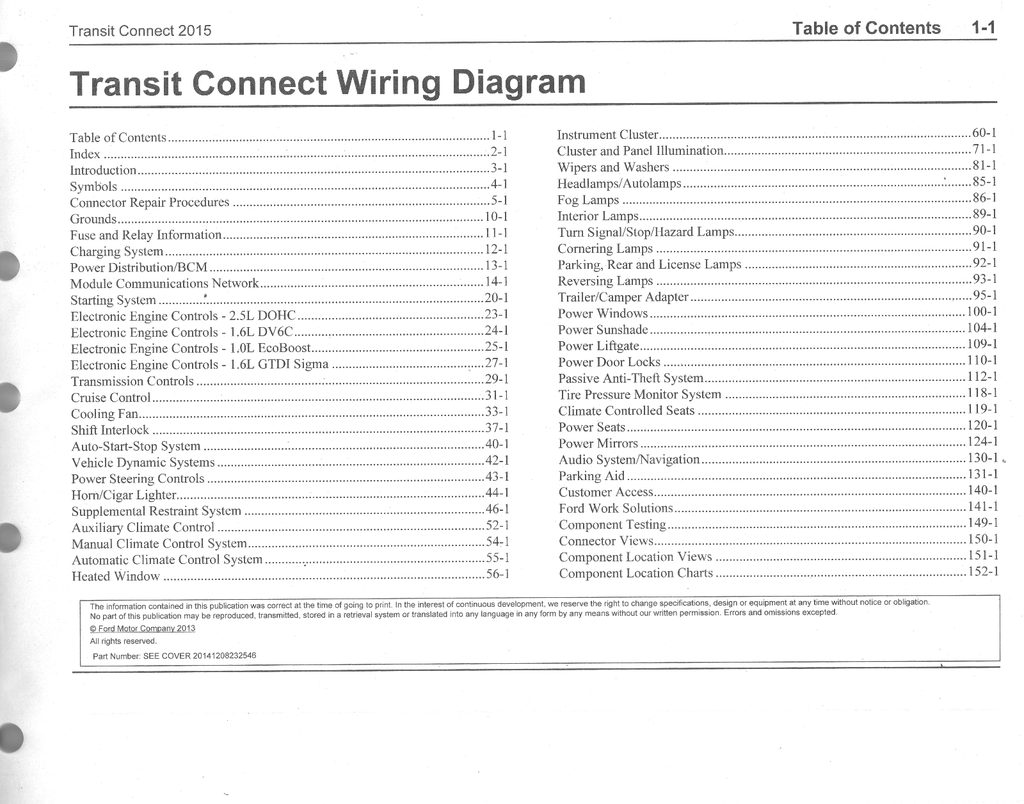 2015 Ford Transit Connect Factory Electrical Wiring Diagrams Manual